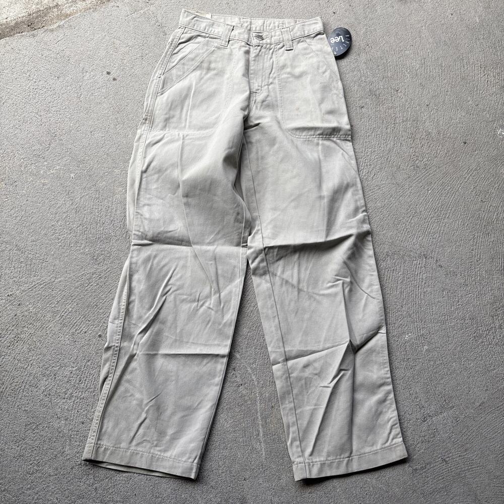 Vintage Riveted LEE Fatigue Utility Pants Wide Relaxed Khaki Tan Juniors 3 S